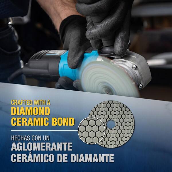 Hardin 4-Inch Variable Speed Wet Polisher Kit – 8-Piece Diamond Polishing Pad Set, 500-4500 RPM, For Granite & Stone