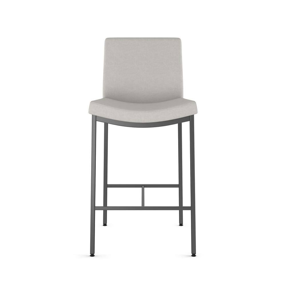 Torres 26'' Light Grey Polyurethane Counter Stool with Dark Grey Metal Frame