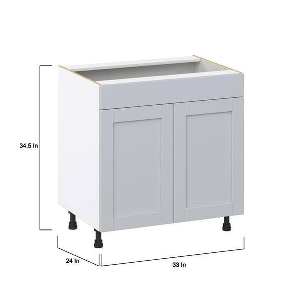 J COLLECTION Cumberland Light Gray Shaker Assembled Sink Base Kitchen Cabinet with a False Front (24 in. W x 34.5 in. H x 24 in. D)