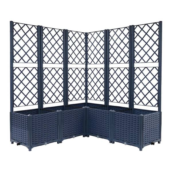 47.2 in. x 55.9 in. x 15.7 in. Rectangular Blue Outdoor PP Plastic Planter Box Climbing Plant Planter