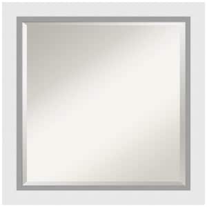 Blanco White 23.5 in. x 23.5 in. Beveled Square Wood Framed Bathroom Wall Mirror in White