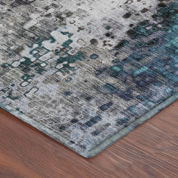 Mayfield Premium Machine Washable Abstract AMF2242 Khaki 5 ft. x 7 ft. 6 in. Area Rug