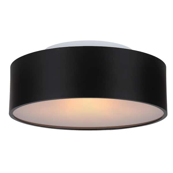 CANARM Dexter 13 in. 2-Light Matte Black Flush Mount