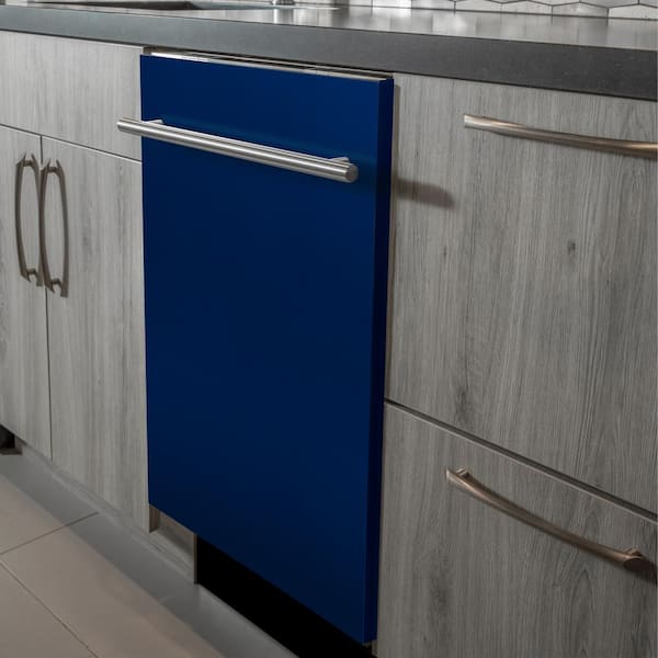 24 in. Top Control 6-Cycle Compact Dishwasher with 2 Racks in Blue Gloss & Modern Handle