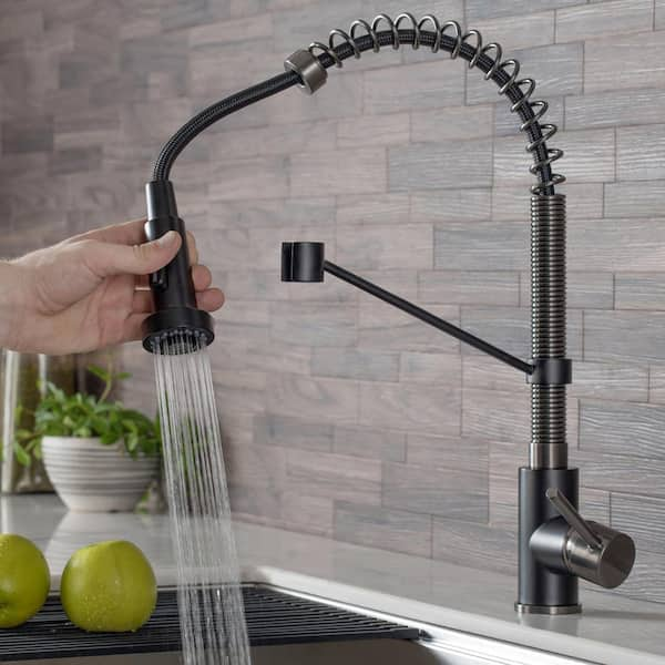 KRAUS Single Handle 18-Inch Kitchen Faucet with Dual Function Pull