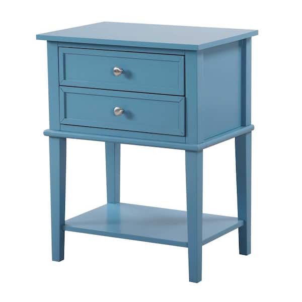 AndMakers Newton 2 Drawer Teal Nightstand 28 in. H x 22 in. W x 16 in. D PF G067 N