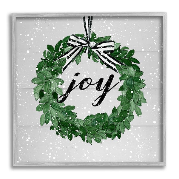 Stupell Industries Joy Wreath with Snow by Carol Robinson 1-Piece Framed Graphic Print Typography Poster Art Print 24 in. x 24 in.