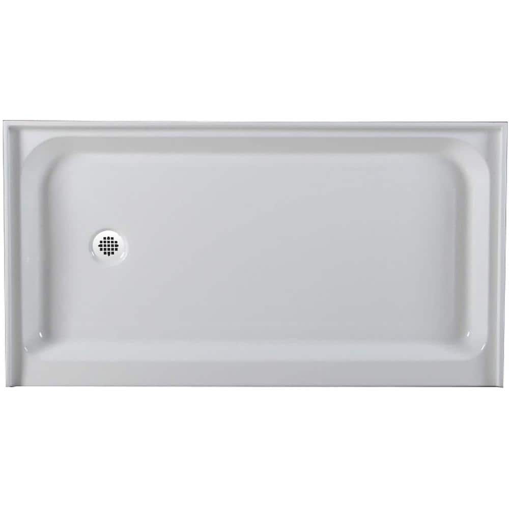 60'' White Acrylic Rectangular Alcove Shower Base