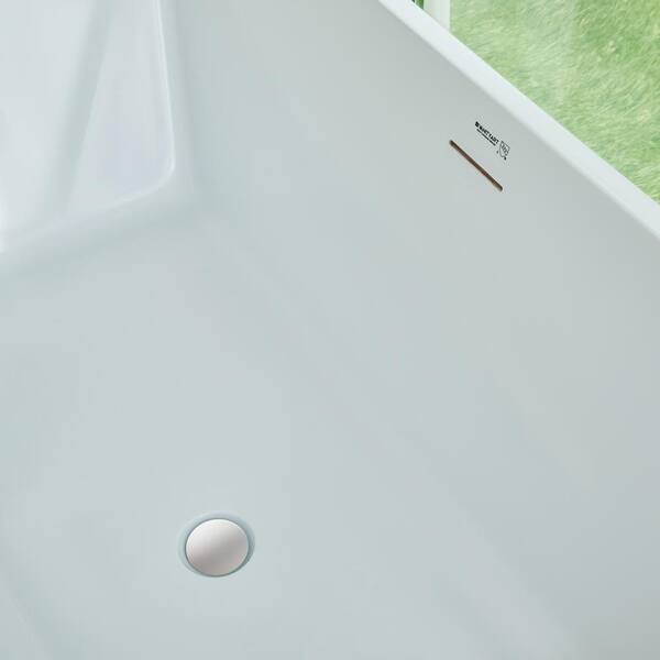 Vanity Art Talence 59 in. Acrylic Flatbottom Freestanding Bathtub in White/Integrated Overflow