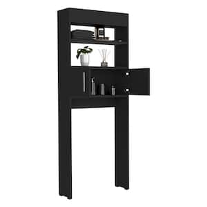 Black 24.56 in. W x 63 in. H x 8 in. D Bathroom Over-the-Toilet Storage Bathroom SpaceSaver with Shelves With Doors