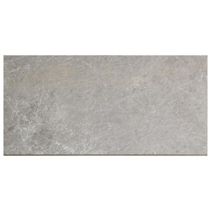 LithoTech 11.81 in. x 23.62 in. x 0.78 in. Silver Gray Matte Porcelain Floor Pool Coping Tile (1.93 sq. ft./Each)