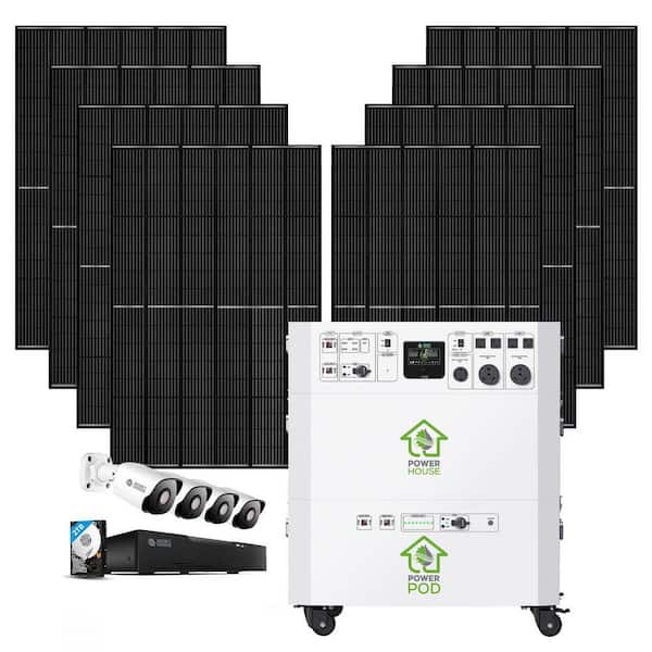 NATURE'S GENERATOR Powerhouse Platinum Plus SE 7,200-Watt Electric Switch Solar Generator w/(1) Battery Pod, (8) Panel, Camera System
