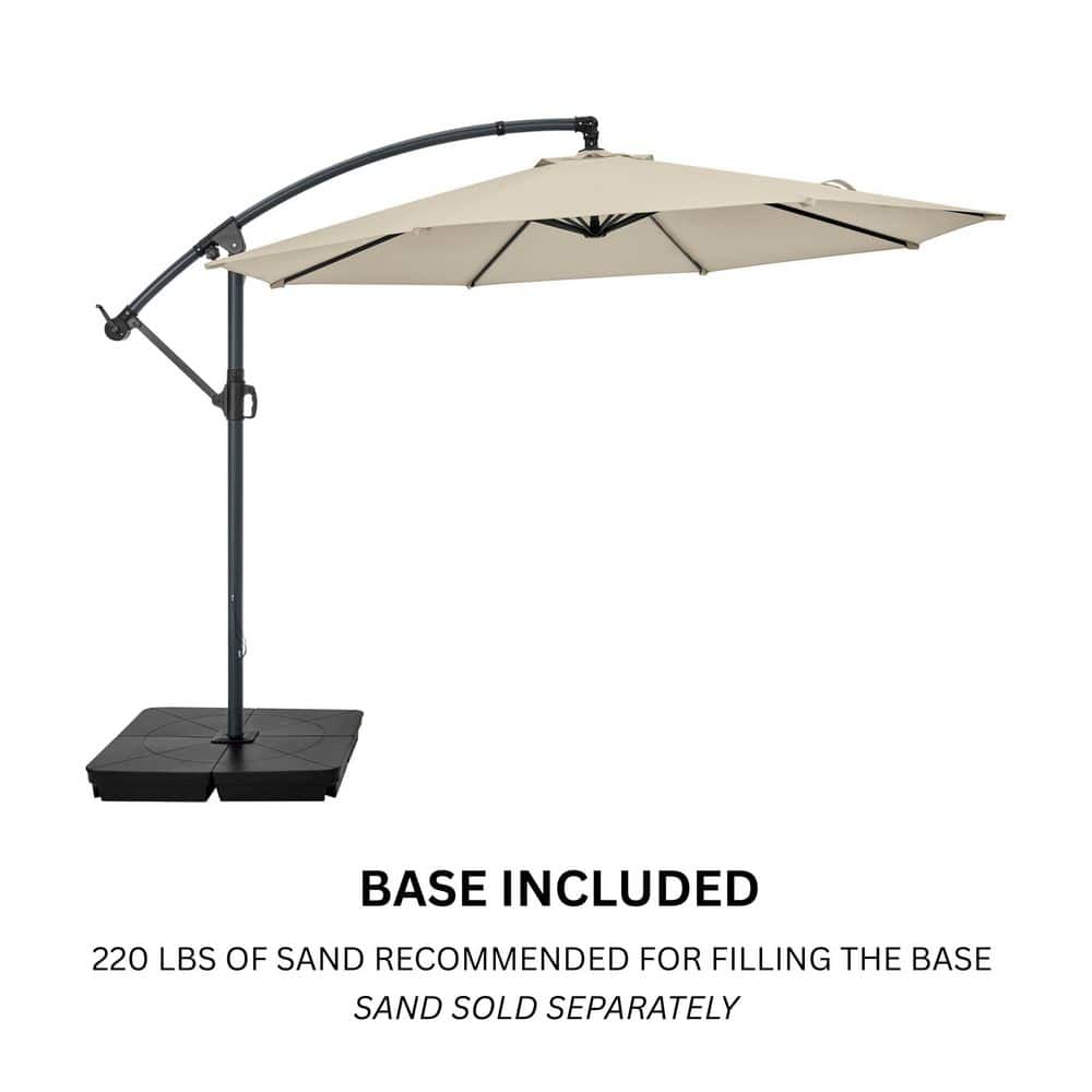 StyleWell 10 ft. Steel Cantilever Market Patio Umbrella in Putty IT20597A-S-SE