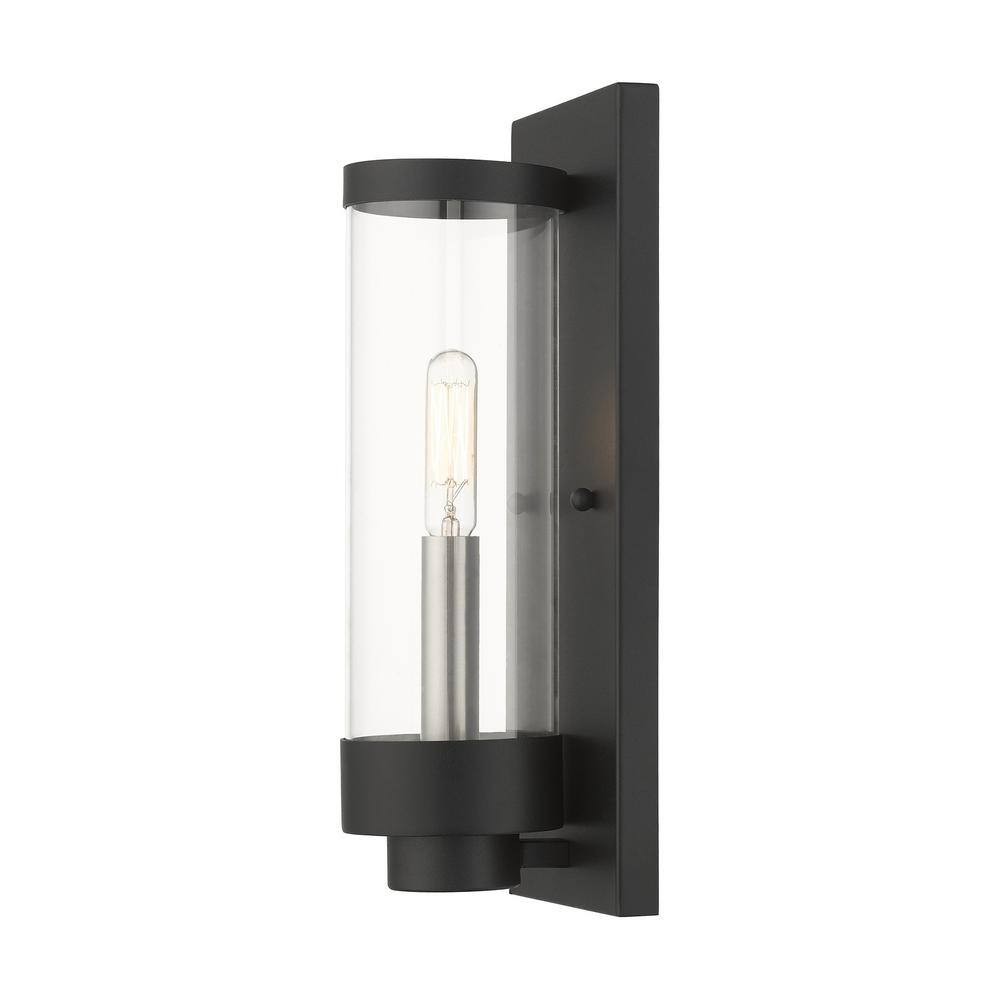 Hillcrest Textured Black Stainless Steel Outdoor Wall Lantern