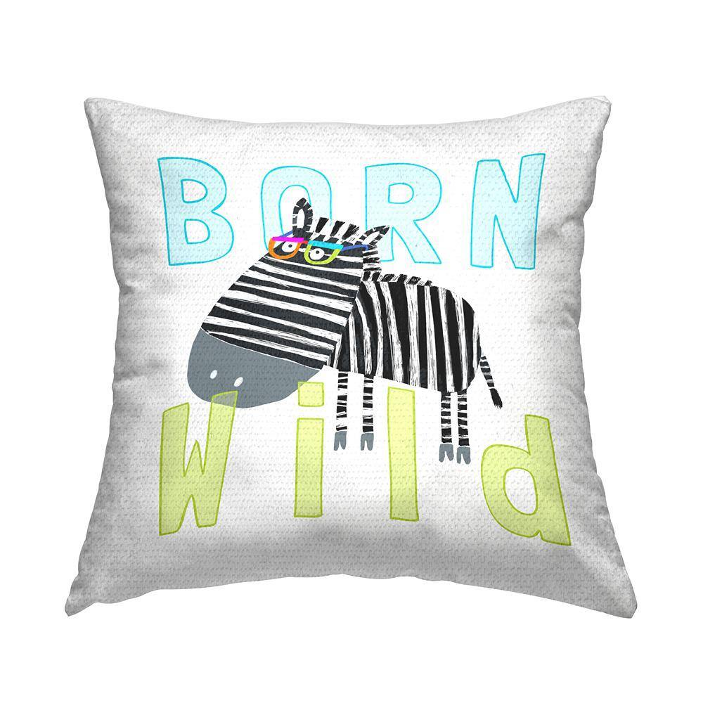 Born Wild Zebra Phrase Multi-Color Square Outdoor Throw Pillow price history on PriceWatchPro