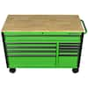 Husky 52 in. W x 24.5 in. D Standard Duty 10-Drawer Mobile Workbench Tool  Chest with Solid Wood Work Top in Gloss Green H52MWC10GRN - The Home Depot