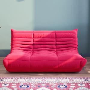 53.15 in. Teddy Velvet Bean Bag 2 Seats Lazy Sofa Couch in Red