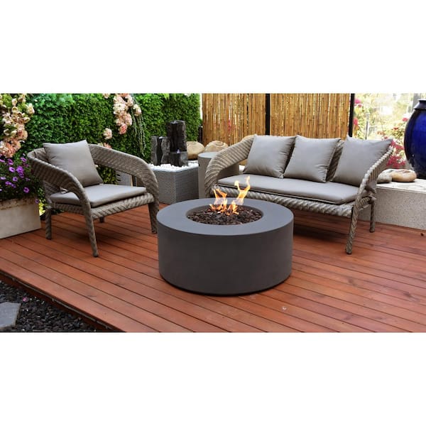 Round Concrete Propane Fire Pit, Outdoor Fire Pit Table Propane