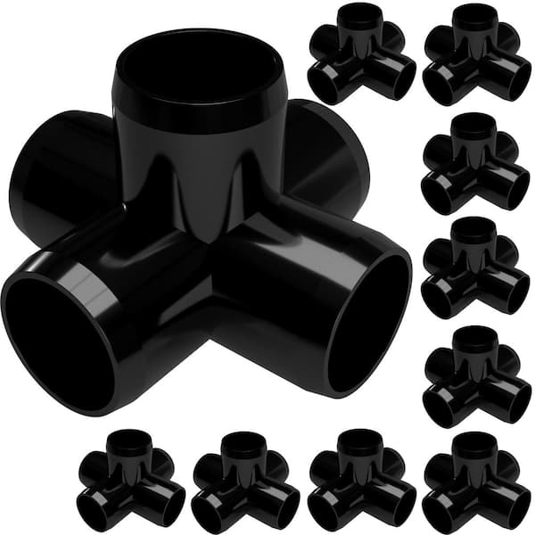 Formufit 1/2 in. Furniture Grade PVC 5-Way Cross in Black (10-Pack)