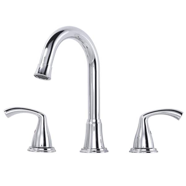8 in. Widespread Double Handle Bathroom Faucet with Pop-up Drain Included in Chrome
