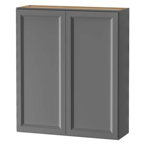 PELHAM & WHITE Keyport Shaker 36 in. W x 12 in. D x 42 in. H Plywood Tool-Free Ready To Assemble Wall Kitchen Cabinet in Charcoal