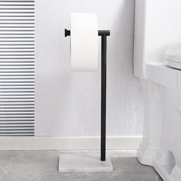 Matte black freestanding toilet paper holder