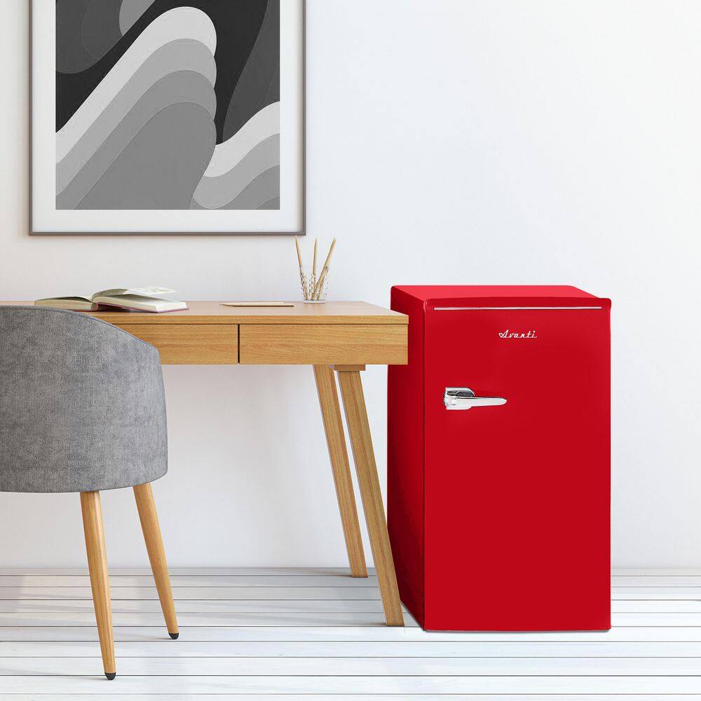 Retro Red Compact Mini Refrigerator with Glass Shelves, 3.1 Cu. Ft.