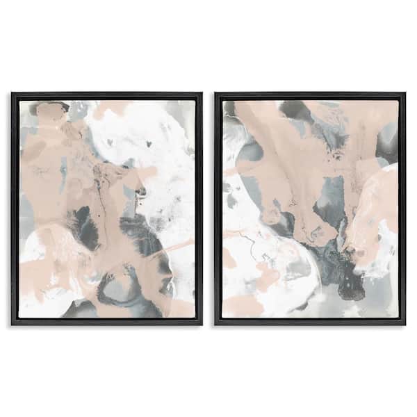 Stupell Industries Beige and Gray Splashes by June Erica Vess 2-Pieces Black Floater Frame Abstract Graphic Art Print 21 in. x 17 in.