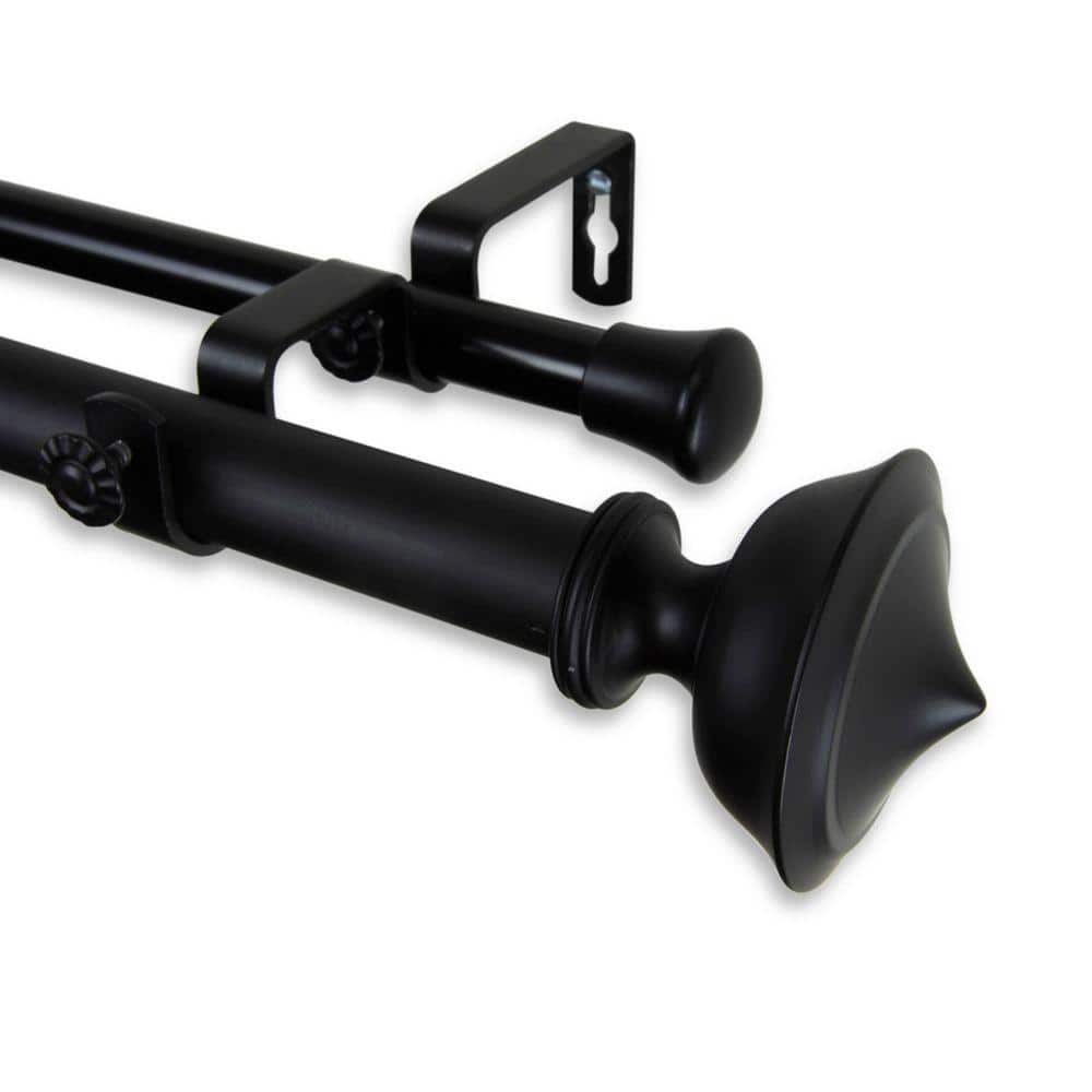 Rod Desyne 66 in. - 120 in. Telescoping 1 in. Double Curtain Rod Kit in ...