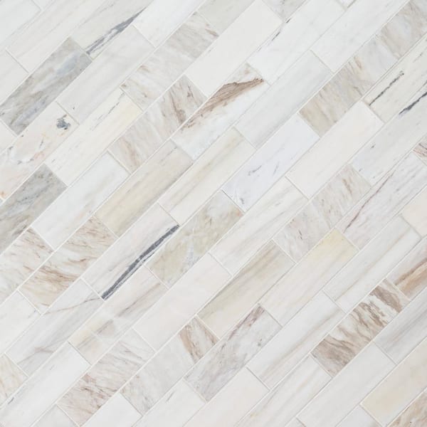 MSI Angora Subway 12 in. x 12 in. Polished Marble Mesh-Mounted