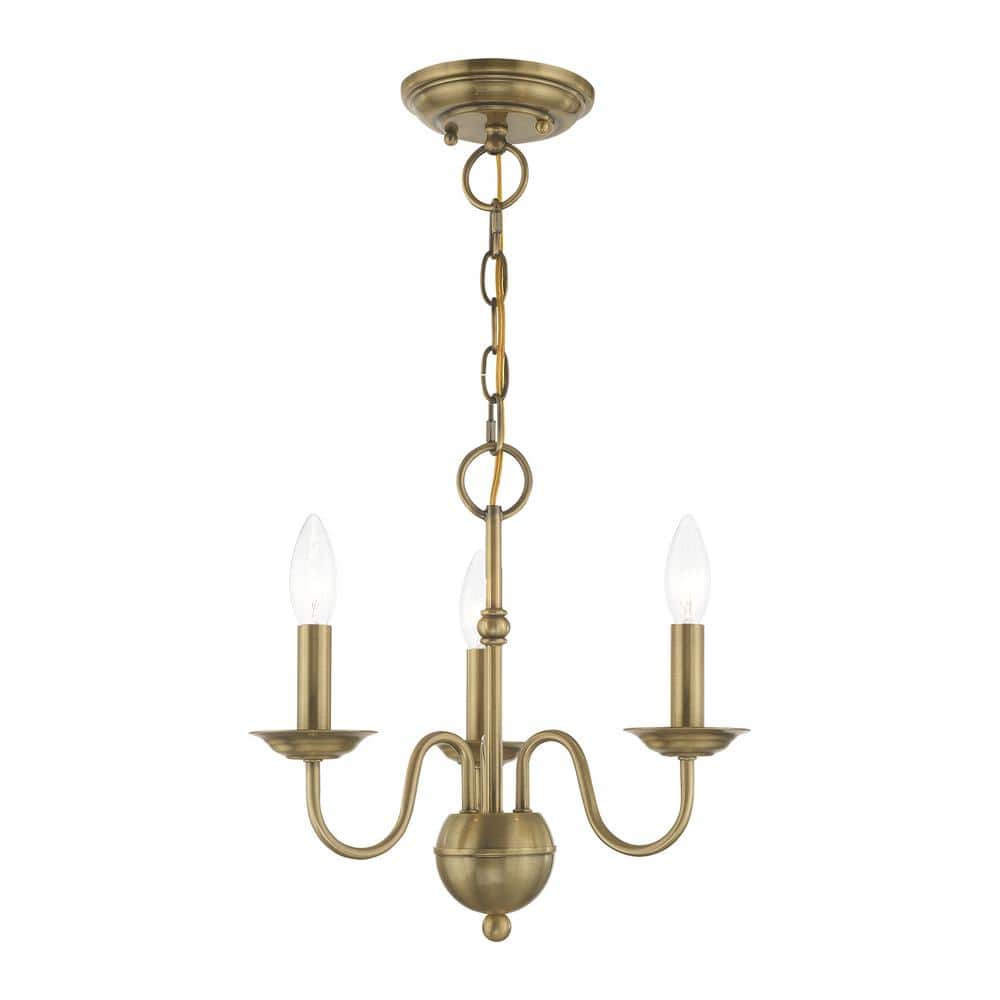 Windsor 3 Light Antique Brass Mini Chandelier
