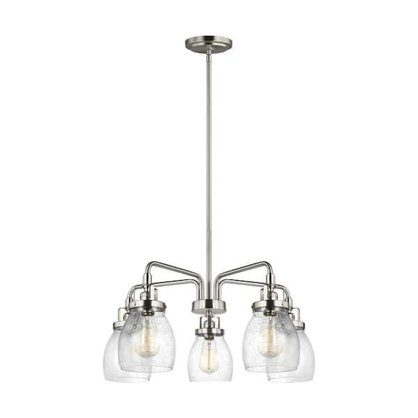Generation Lighting Belton 5-Light Brushed Nickel Chandelier with Clear Seeded Glass Shades