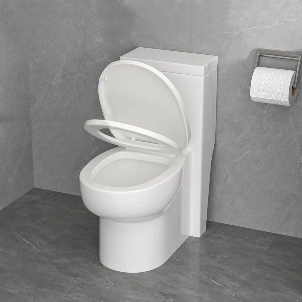 Glossy White Ceramic Elongated One-Piece Corner Toilet