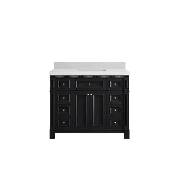 Willow Collections Paris 42 in. W x 22 in. D x 36 in. H Single Sink Bath Vanity in Black with 2 in. Carrara qt. Top