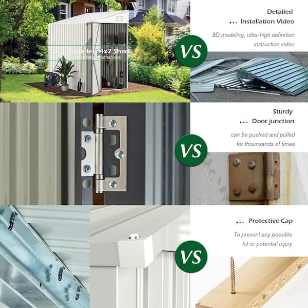 AECOJOY 6 ft. W x 8 ft. D Outdoor Metal Lean to Shed Garden