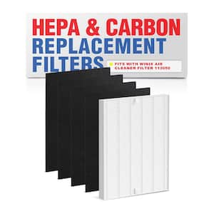 1-True HEPA Air Cleaner Replacement Filter plus 4-Carbon Filters Complete Set Compatible with Winix Size 17
