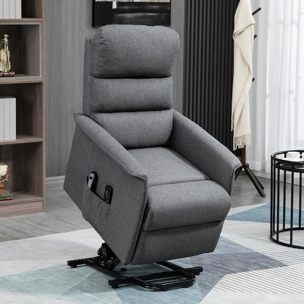 HOMCOM Gray Woolly Hemp Massage Chair with Vibration and Manual Control