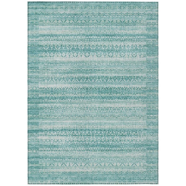 Addison Rugs Chantille Machine Washable Indoor/Outdoor Abstract ACN2101 Aqua 2 ft. 6 in. x 3 ft. 10 in. Area Rug