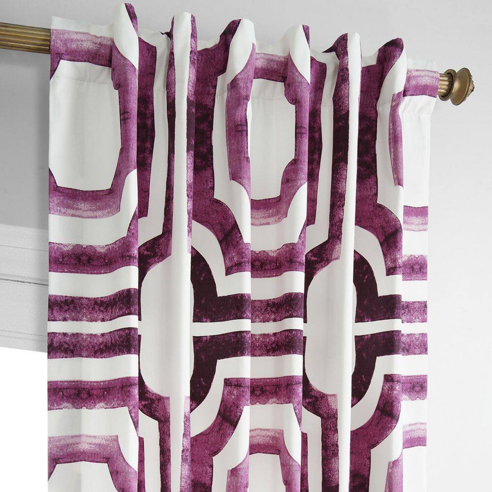 Mecca Pink Geometric Cotton Room Darkening Curtain Panel