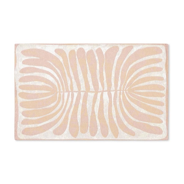 TOWN & COUNTRY LIVING Luxe Livie Matisse Cutout Taupe 24 in. x 40 in. Machine Washable Kitchen Mat