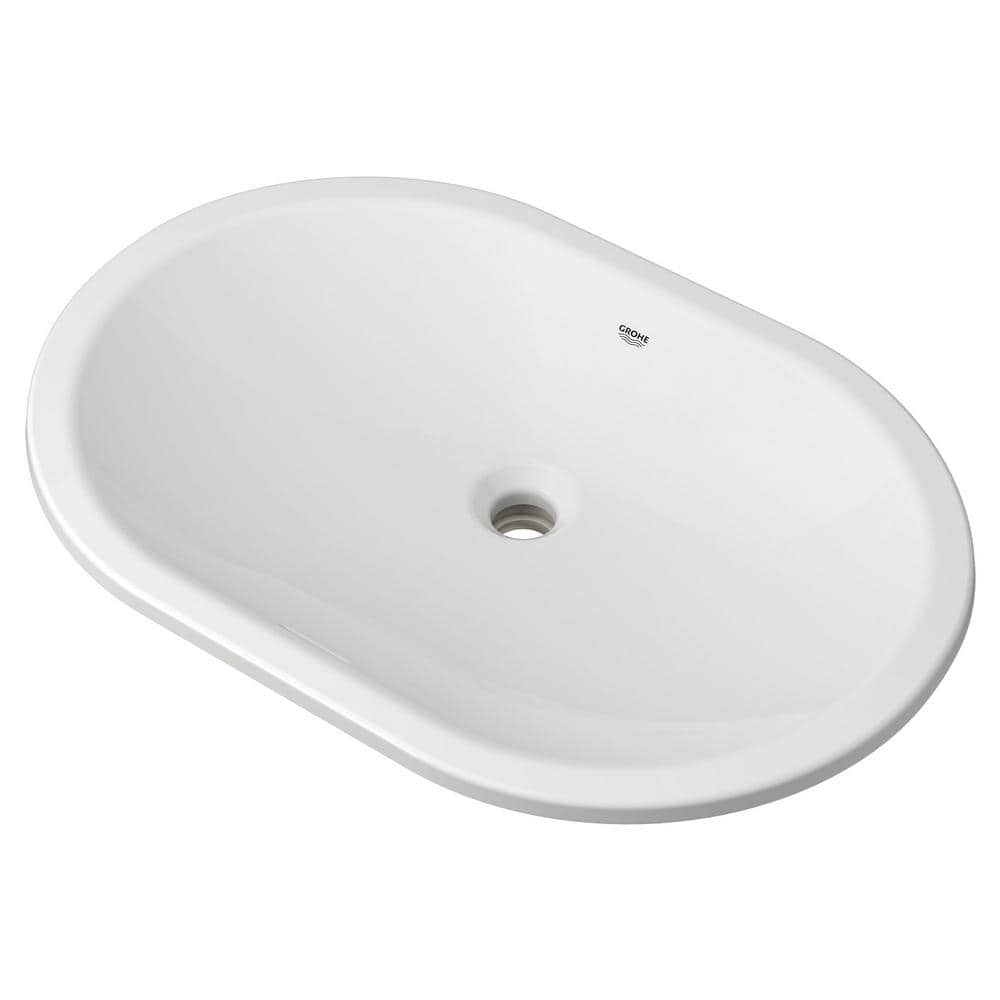 Essence Alpine White Oval Ceramic Undermount Bathroom Sink