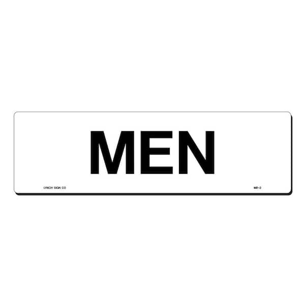 17 in. x 5 in. Black on White Plastic Men Sign