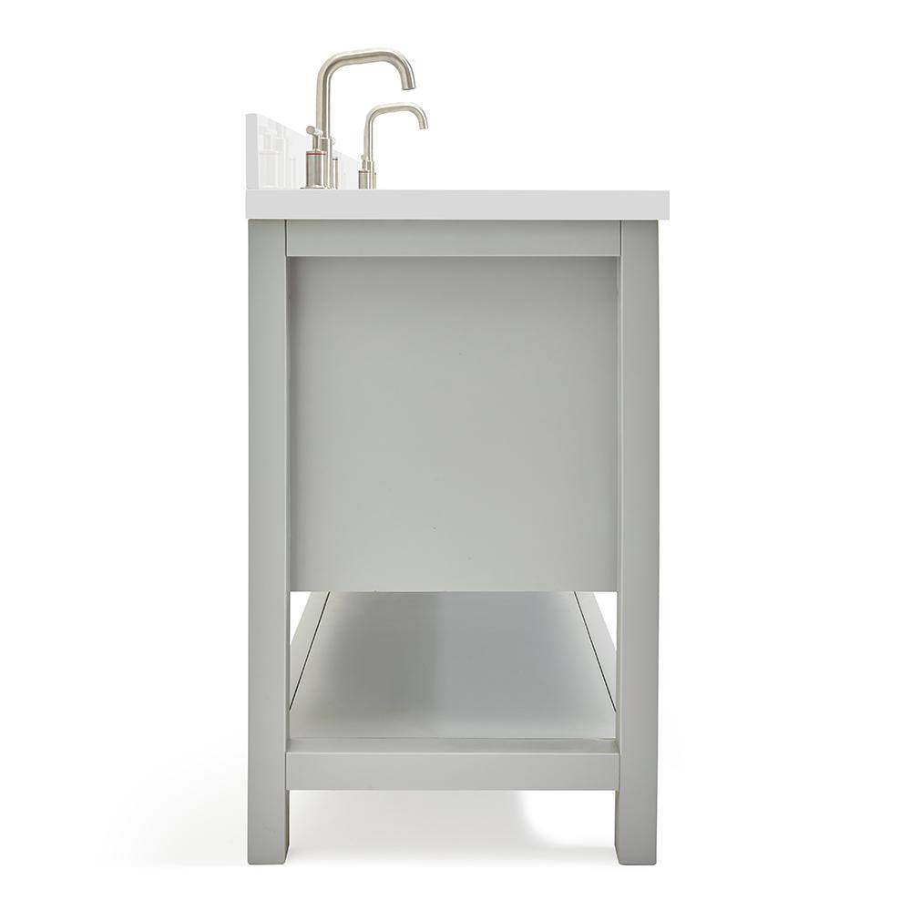 Magnolia 73" Grey Double Sink Vanity with White Quartz Top