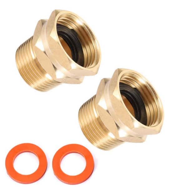 3/4' GHT Female x 3/4' NPT Male Connector, Brass Garden Hose Adapter, Connects Garden Hose to Fitting (2 pcs)