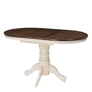 Dillon Dark Brown and Cream Wood Extendable Oval Pedestal Dining Table