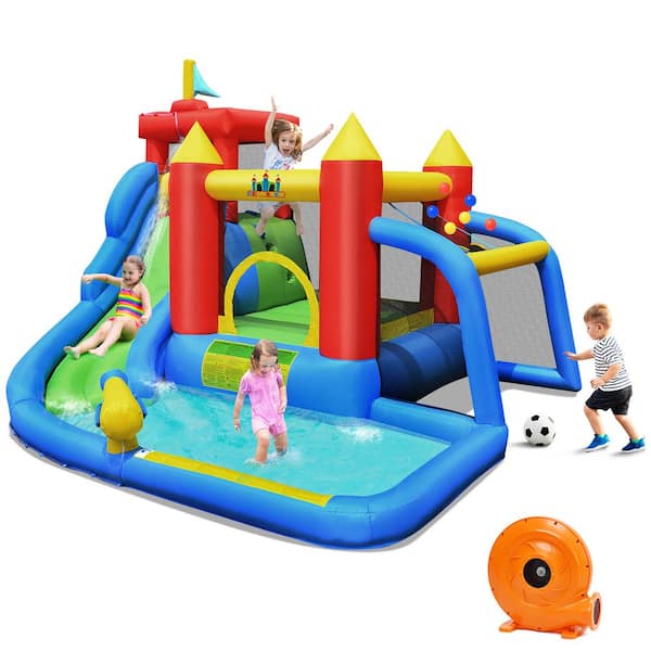 Costway Inflatable Bouncer Water Climb Slide Bounce House Splash Pool with Blower