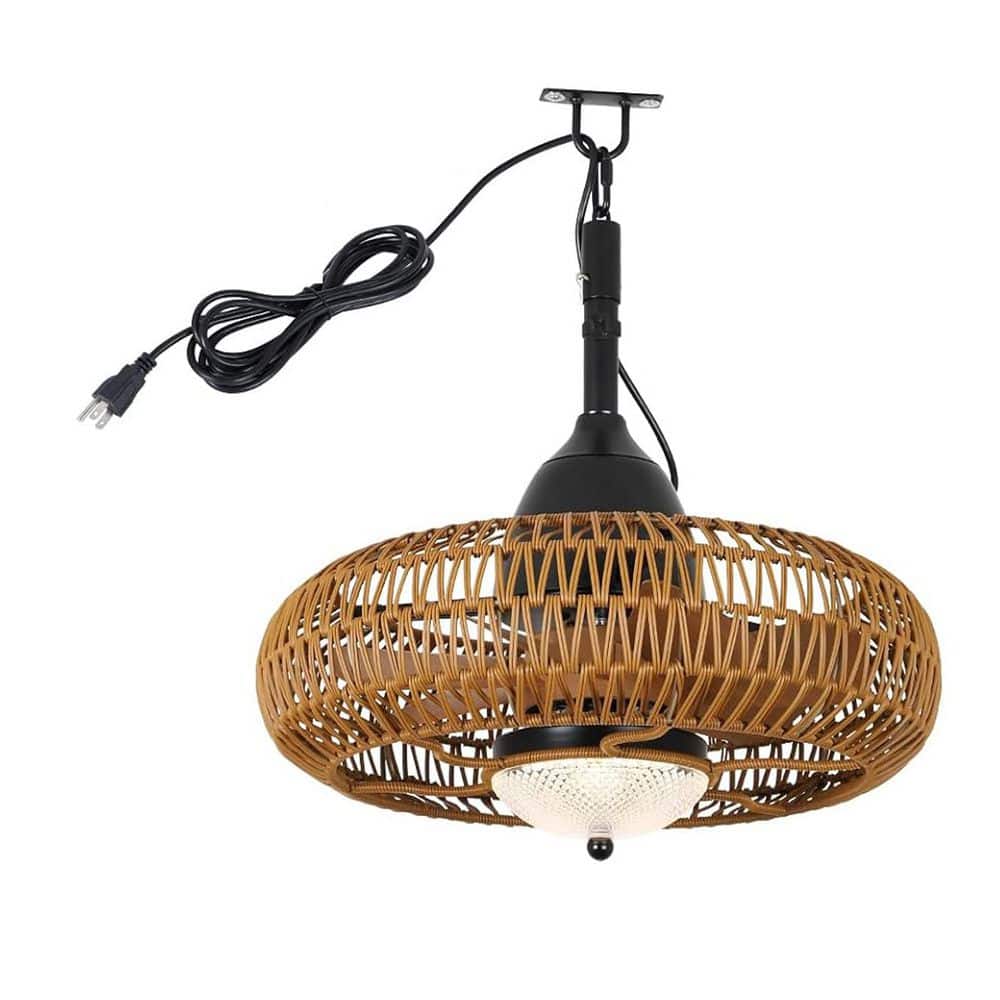 15 in. Indoor/Outdoor Smart Brown Ceiling Fan with Lights Remote Control, 3