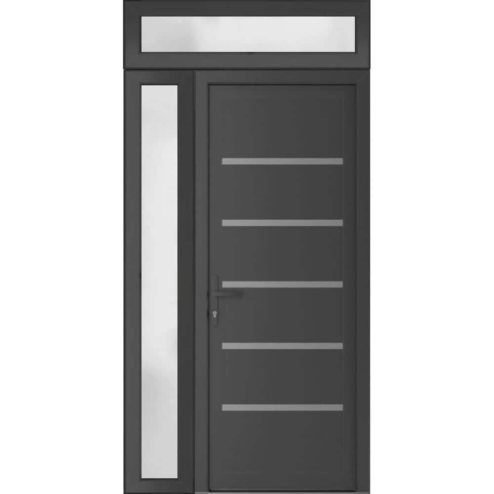 44 in. x 94 in. Right-hand/Inswing  Antracite Grey Steel Prehung Front Door with Hardware price history on PriceWatchPro