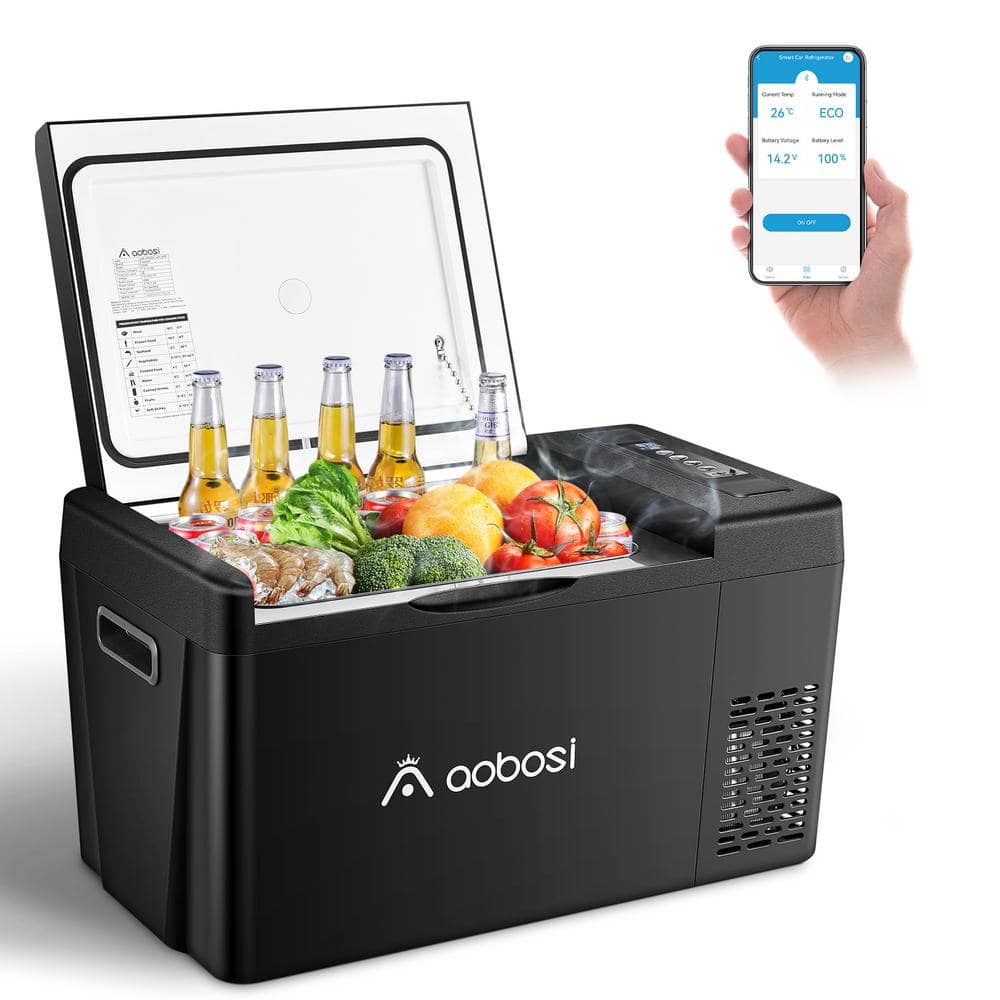 Aaobosi 0.78 cu. ft. Outdoor Refrigerator Portable MIni Freezer -4°F - 68°F with App Control Car Fridge, Black -  UL-C22W