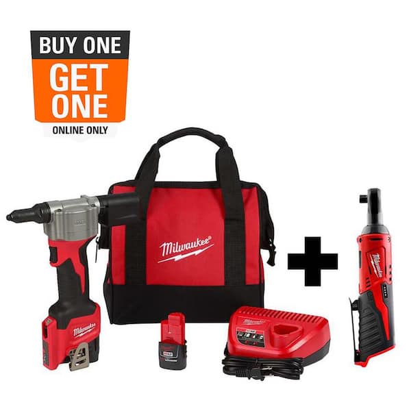 M12 12-Volt Lithium-Ion Cordless Rivet Tool Kit with M12 3/8 in. Ratchet